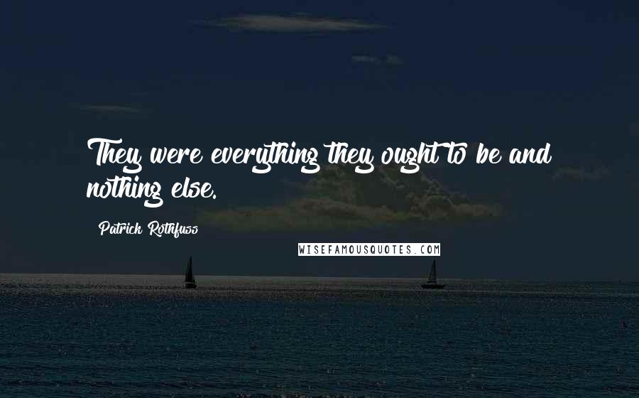 Patrick Rothfuss Quotes: They were everything they ought to be and nothing else.