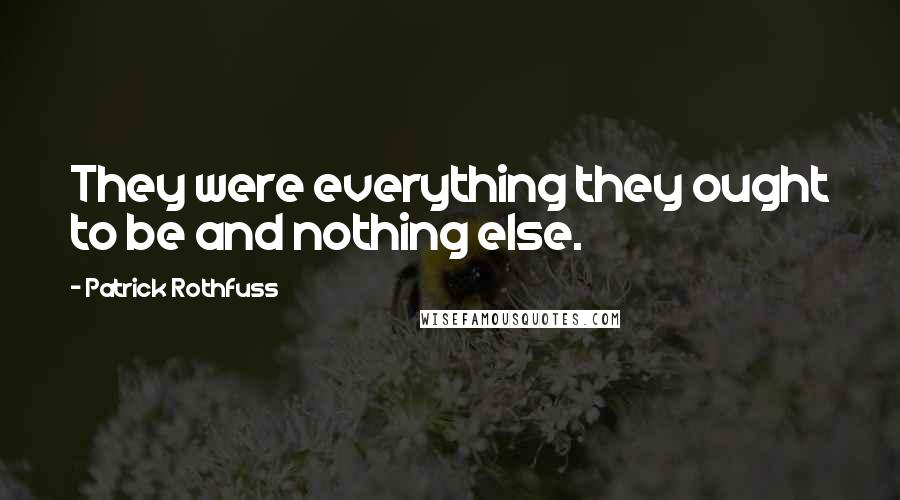 Patrick Rothfuss Quotes: They were everything they ought to be and nothing else.