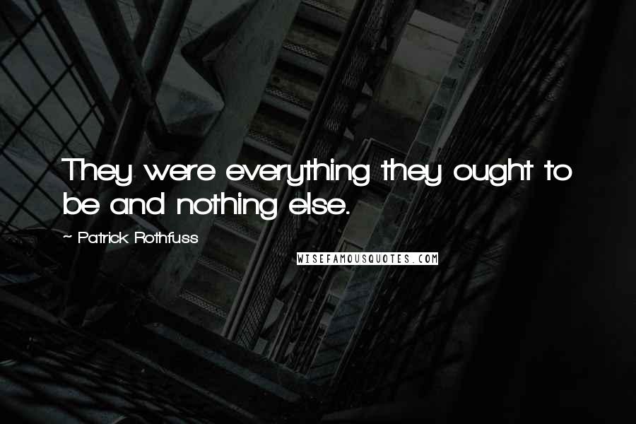 Patrick Rothfuss Quotes: They were everything they ought to be and nothing else.