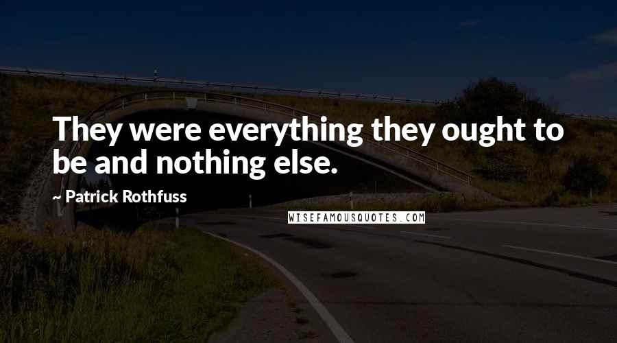 Patrick Rothfuss Quotes: They were everything they ought to be and nothing else.