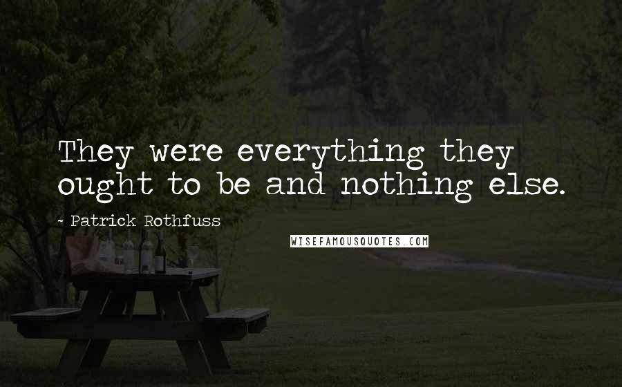 Patrick Rothfuss Quotes: They were everything they ought to be and nothing else.