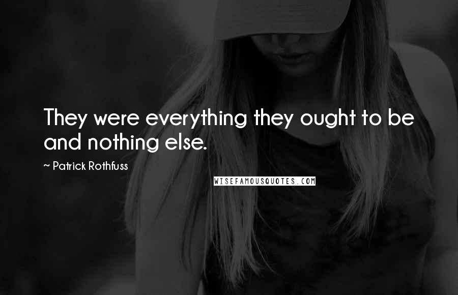 Patrick Rothfuss Quotes: They were everything they ought to be and nothing else.