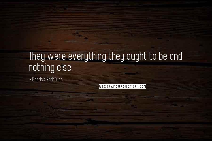 Patrick Rothfuss Quotes: They were everything they ought to be and nothing else.