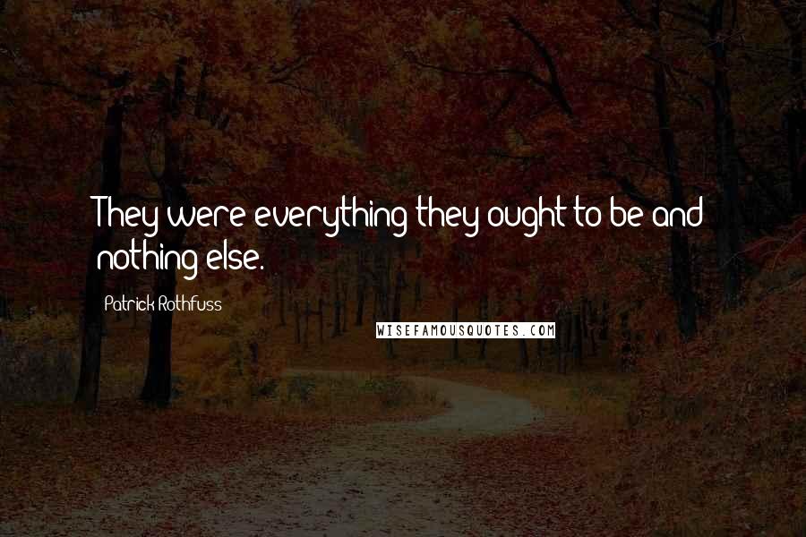 Patrick Rothfuss Quotes: They were everything they ought to be and nothing else.