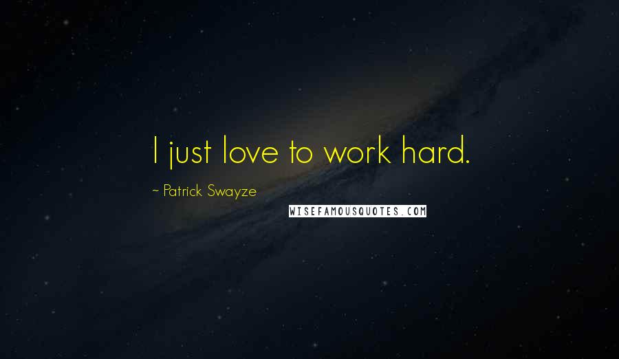Patrick Swayze Quotes: I just love to work hard.