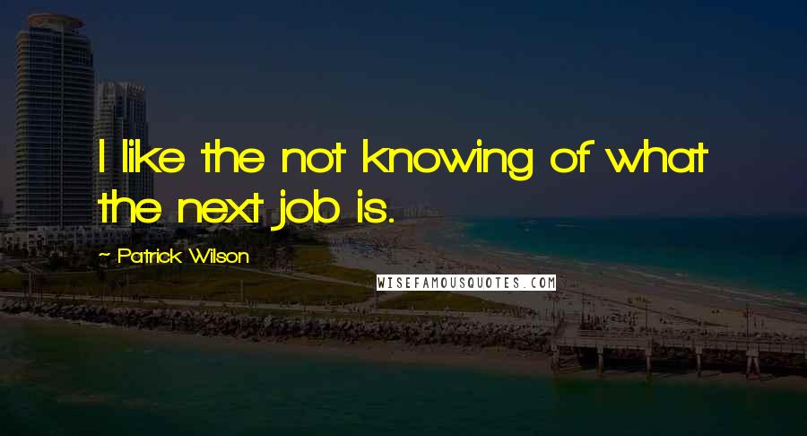 Patrick Wilson Quotes: I like the not knowing of what the next job is.