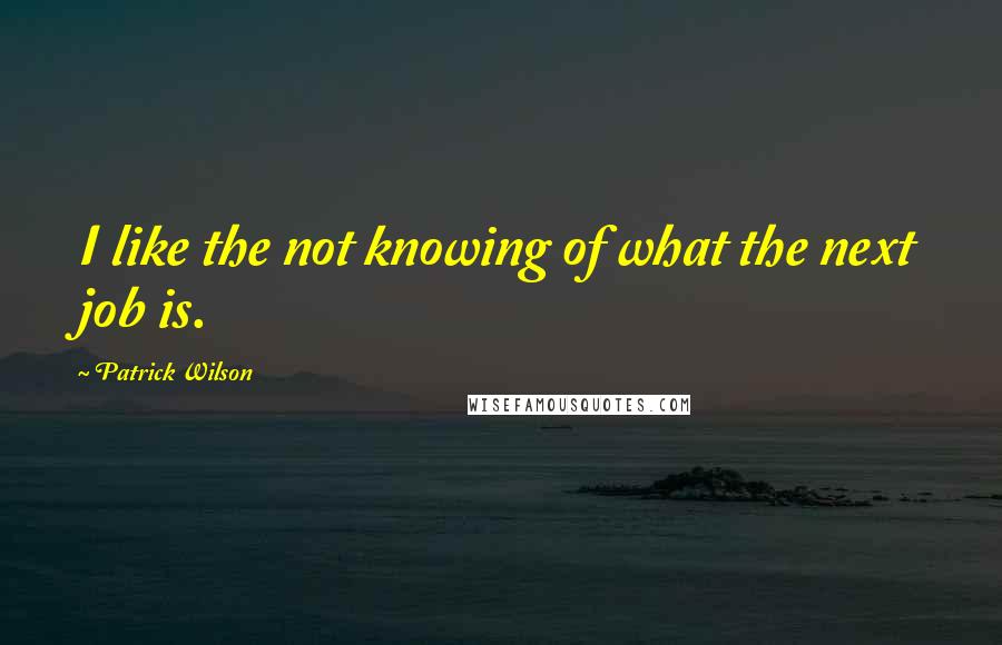 Patrick Wilson Quotes: I like the not knowing of what the next job is.