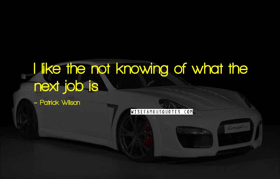 Patrick Wilson Quotes: I like the not knowing of what the next job is.