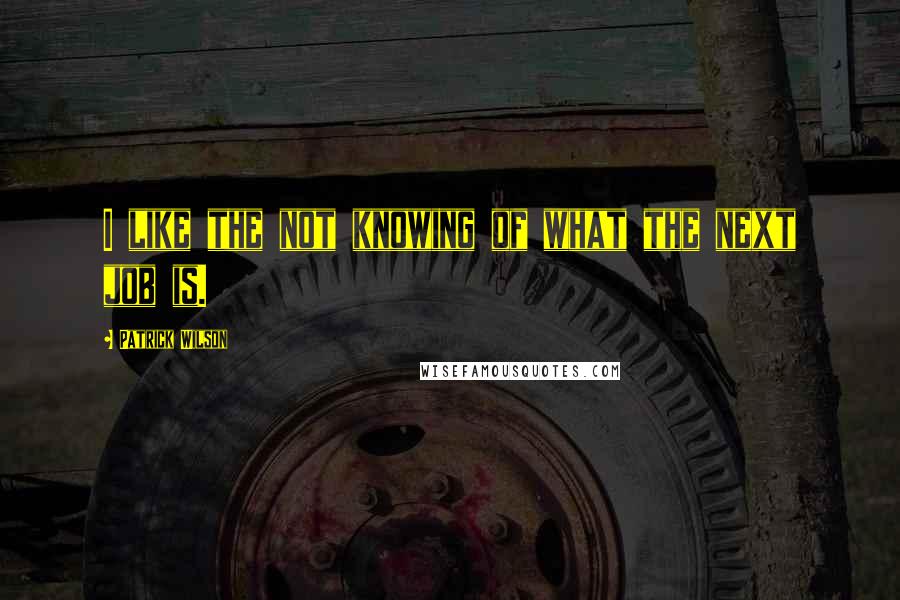 Patrick Wilson Quotes: I like the not knowing of what the next job is.