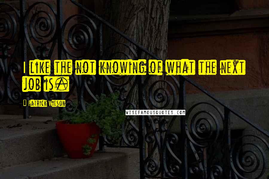 Patrick Wilson Quotes: I like the not knowing of what the next job is.