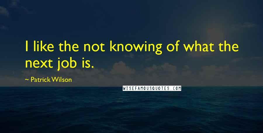 Patrick Wilson Quotes: I like the not knowing of what the next job is.