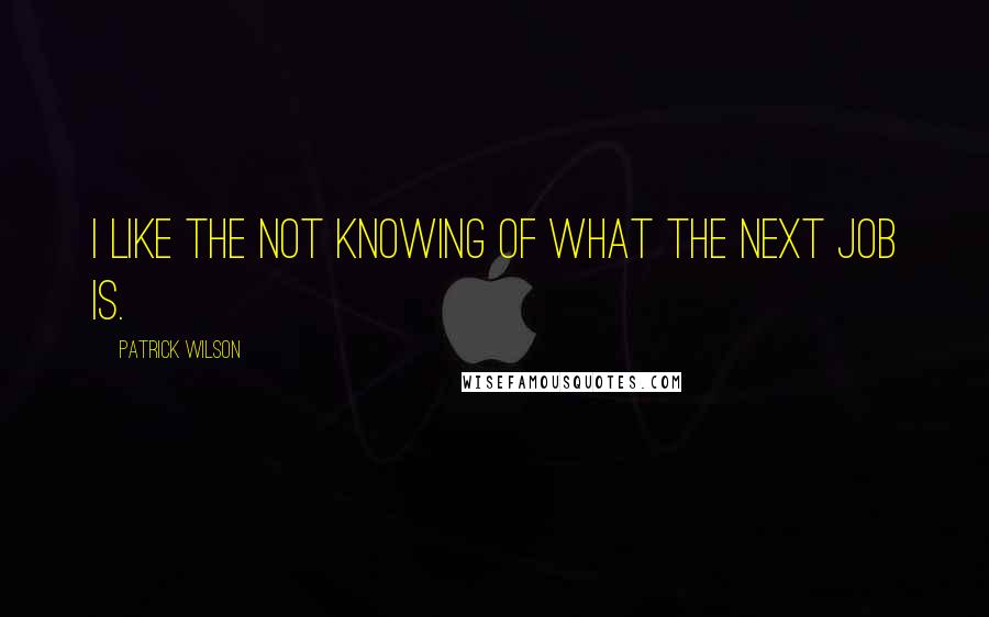 Patrick Wilson Quotes: I like the not knowing of what the next job is.