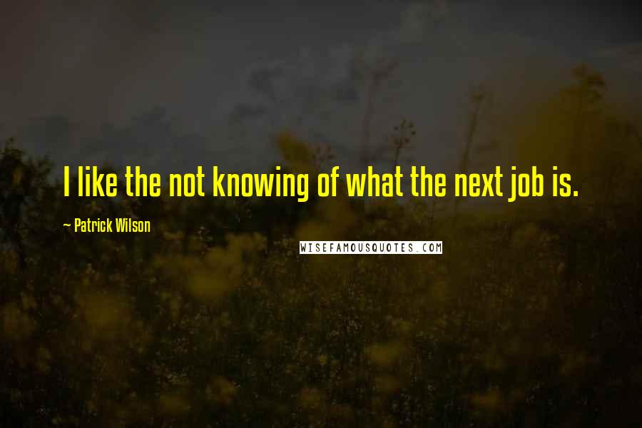 Patrick Wilson Quotes: I like the not knowing of what the next job is.