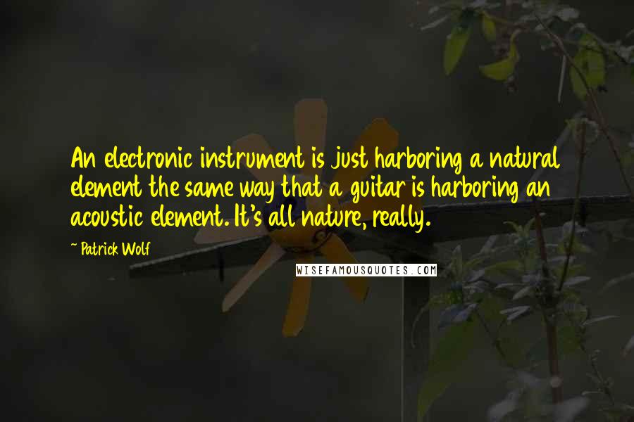 Patrick Wolf Quotes: An electronic instrument is just harboring a natural element the same way that a guitar is harboring an acoustic element. It's all nature, really.