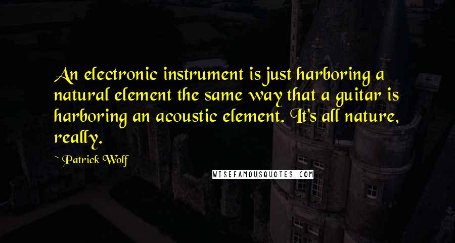 Patrick Wolf Quotes: An electronic instrument is just harboring a natural element the same way that a guitar is harboring an acoustic element. It's all nature, really.