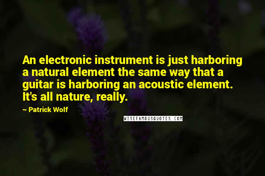 Patrick Wolf Quotes: An electronic instrument is just harboring a natural element the same way that a guitar is harboring an acoustic element. It's all nature, really.