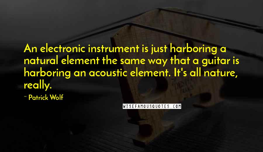 Patrick Wolf Quotes: An electronic instrument is just harboring a natural element the same way that a guitar is harboring an acoustic element. It's all nature, really.