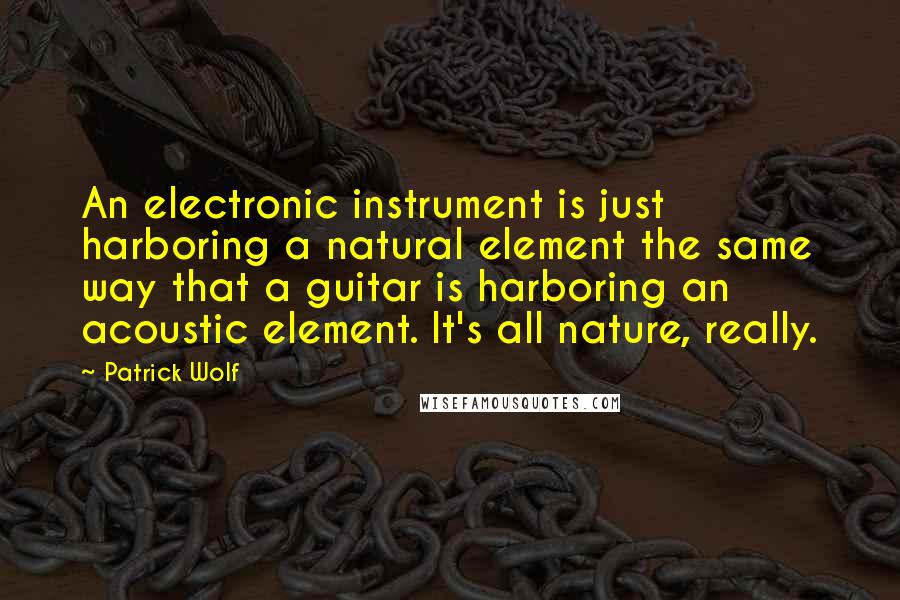 Patrick Wolf Quotes: An electronic instrument is just harboring a natural element the same way that a guitar is harboring an acoustic element. It's all nature, really.