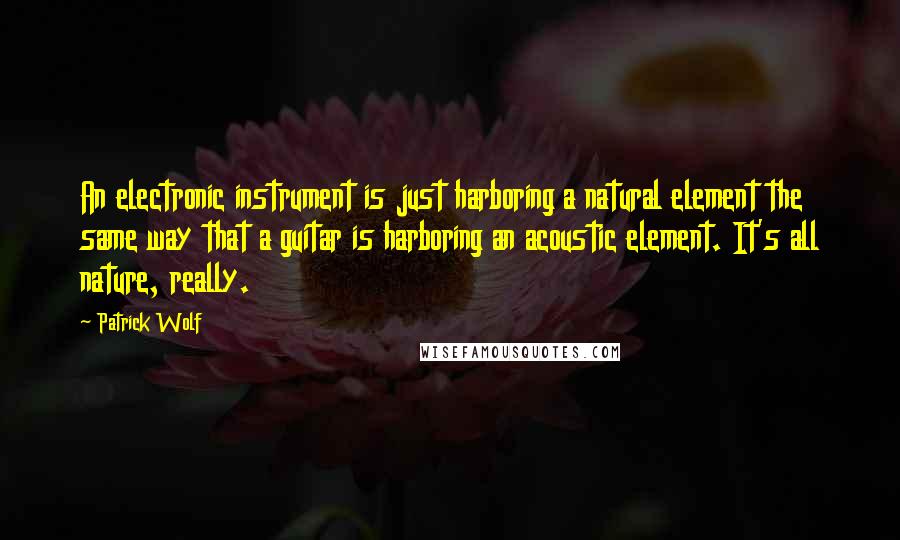 Patrick Wolf Quotes: An electronic instrument is just harboring a natural element the same way that a guitar is harboring an acoustic element. It's all nature, really.