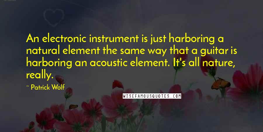 Patrick Wolf Quotes: An electronic instrument is just harboring a natural element the same way that a guitar is harboring an acoustic element. It's all nature, really.