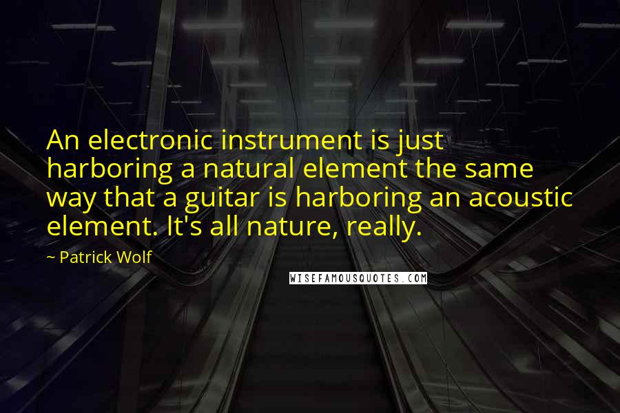 Patrick Wolf Quotes: An electronic instrument is just harboring a natural element the same way that a guitar is harboring an acoustic element. It's all nature, really.