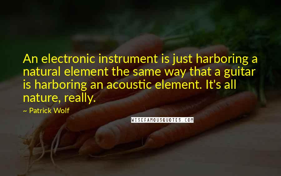 Patrick Wolf Quotes: An electronic instrument is just harboring a natural element the same way that a guitar is harboring an acoustic element. It's all nature, really.