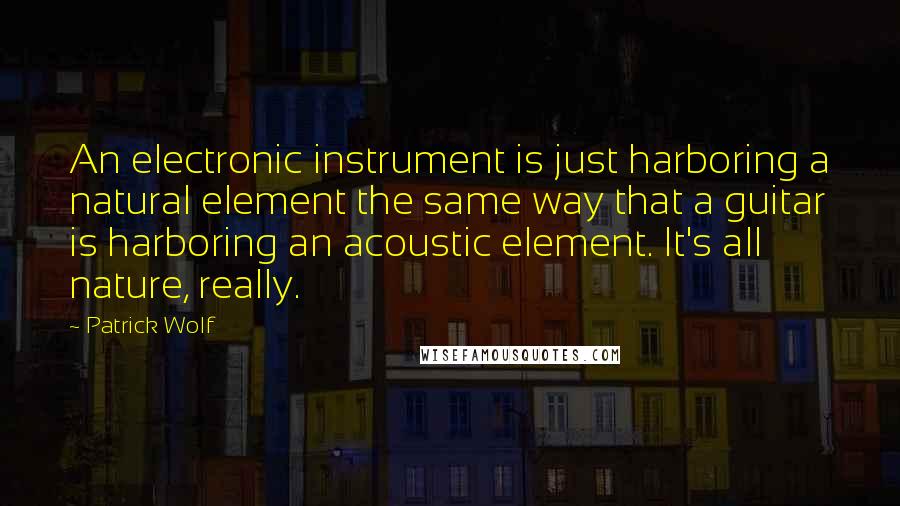 Patrick Wolf Quotes: An electronic instrument is just harboring a natural element the same way that a guitar is harboring an acoustic element. It's all nature, really.