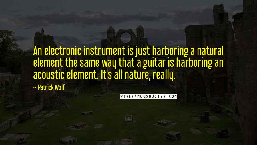 Patrick Wolf Quotes: An electronic instrument is just harboring a natural element the same way that a guitar is harboring an acoustic element. It's all nature, really.