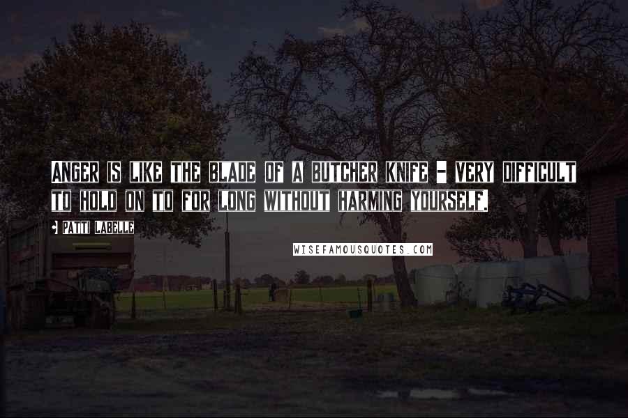 Patti LaBelle Quotes: Anger is like the blade of a butcher knife - very difficult to hold on to for long without harming yourself.