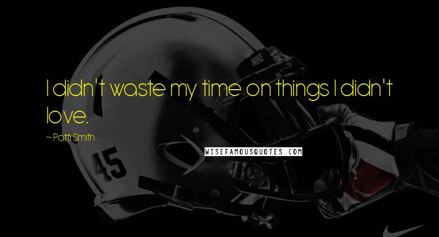 Patti Smith Quotes: I didn't waste my time on things I didn't love.