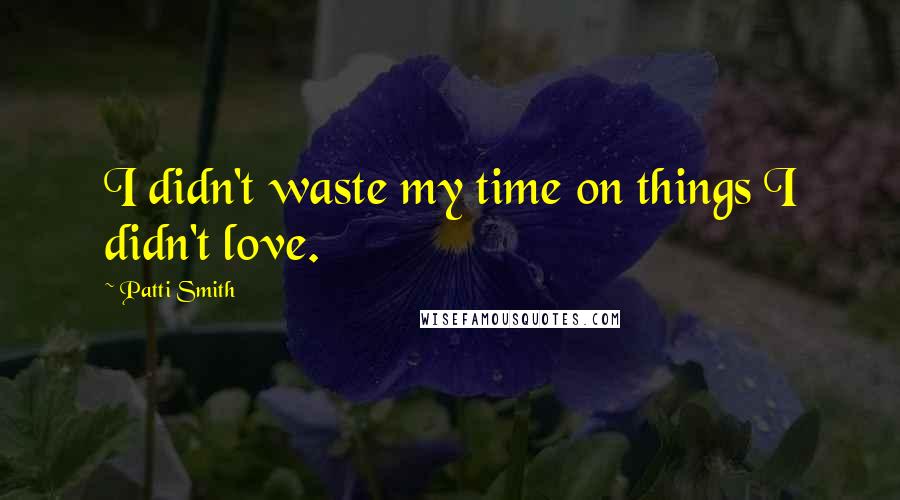 Patti Smith Quotes: I didn't waste my time on things I didn't love.