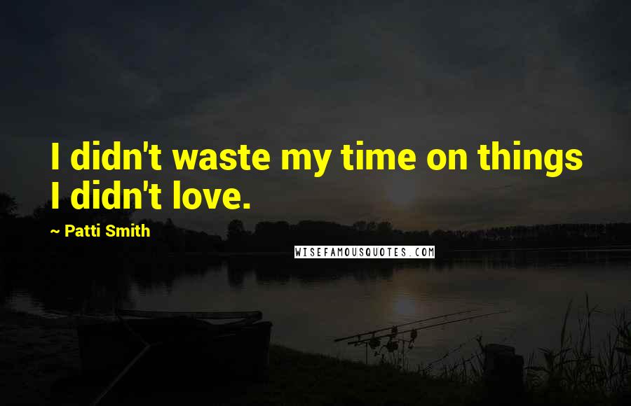 Patti Smith Quotes: I didn't waste my time on things I didn't love.