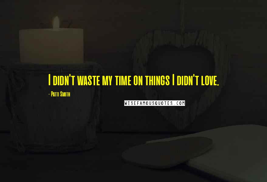 Patti Smith Quotes: I didn't waste my time on things I didn't love.