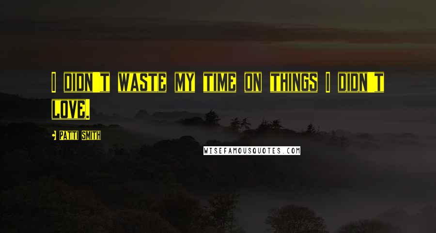 Patti Smith Quotes: I didn't waste my time on things I didn't love.