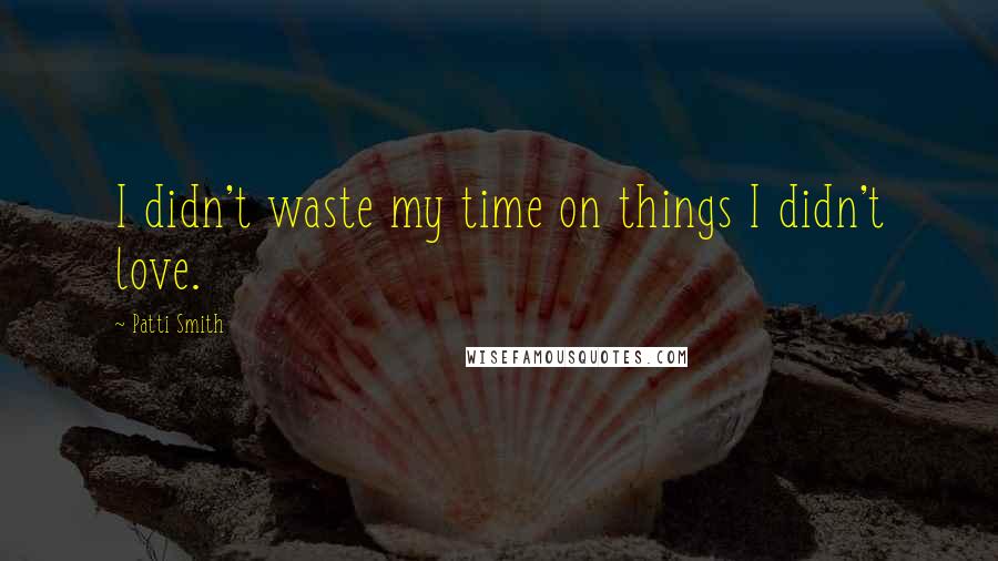 Patti Smith Quotes: I didn't waste my time on things I didn't love.