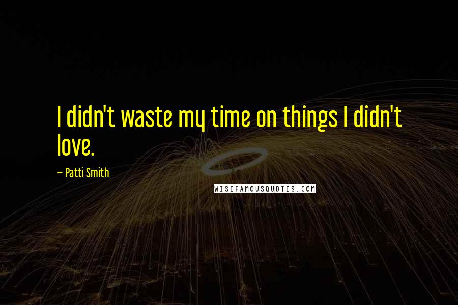 Patti Smith Quotes: I didn't waste my time on things I didn't love.