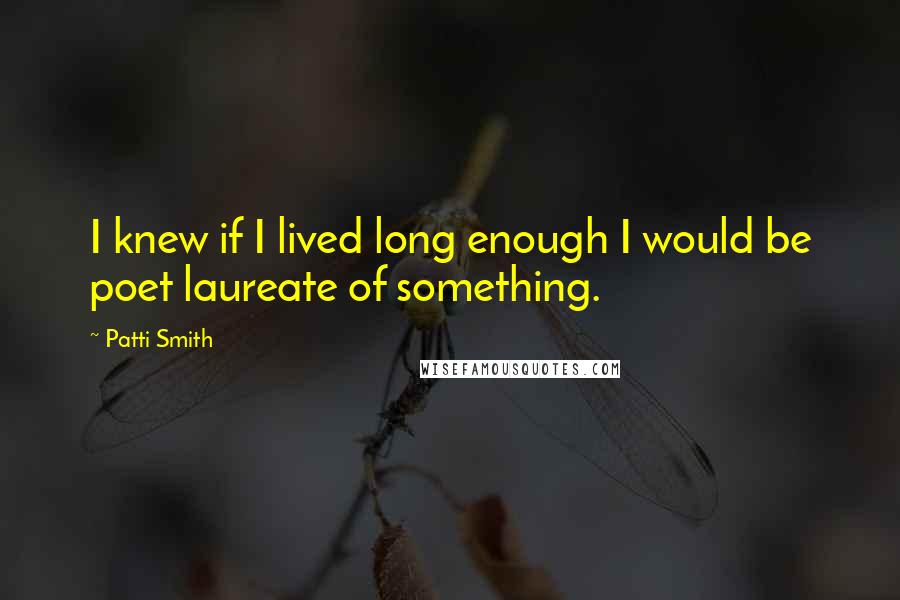 Patti Smith Quotes: I knew if I lived long enough I would be poet laureate of something.