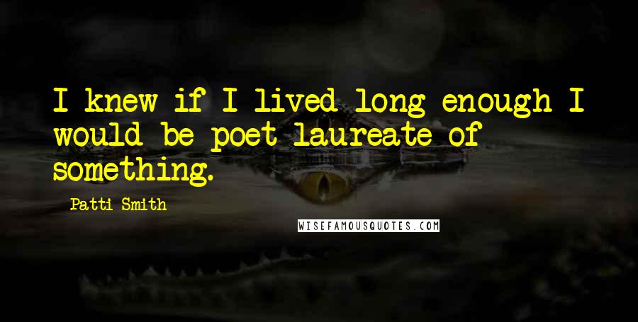 Patti Smith Quotes: I knew if I lived long enough I would be poet laureate of something.