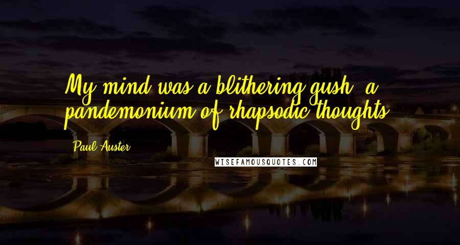 Paul Auster Quotes: My mind was a blithering gush, a pandemonium of rhapsodic thoughts.