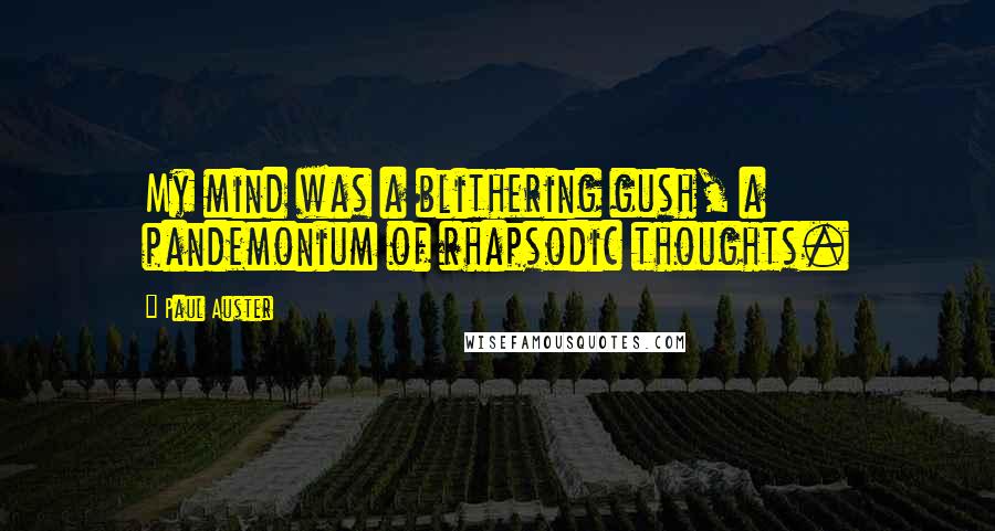 Paul Auster Quotes: My mind was a blithering gush, a pandemonium of rhapsodic thoughts.