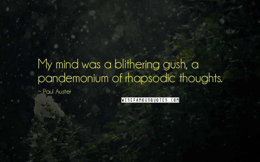 Paul Auster Quotes: My mind was a blithering gush, a pandemonium of rhapsodic thoughts.