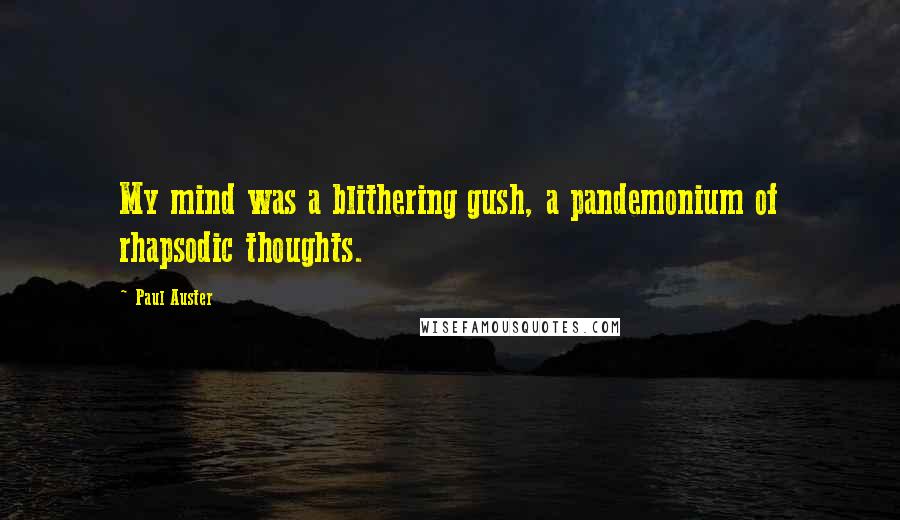 Paul Auster Quotes: My mind was a blithering gush, a pandemonium of rhapsodic thoughts.