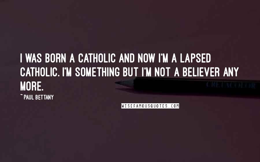 Paul Bettany Quotes: I was born a Catholic and now I'm a lapsed Catholic. I'm something but I'm not a believer any more.