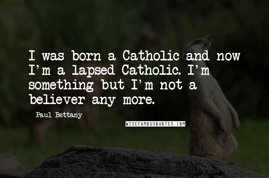 Paul Bettany Quotes: I was born a Catholic and now I'm a lapsed Catholic. I'm something but I'm not a believer any more.