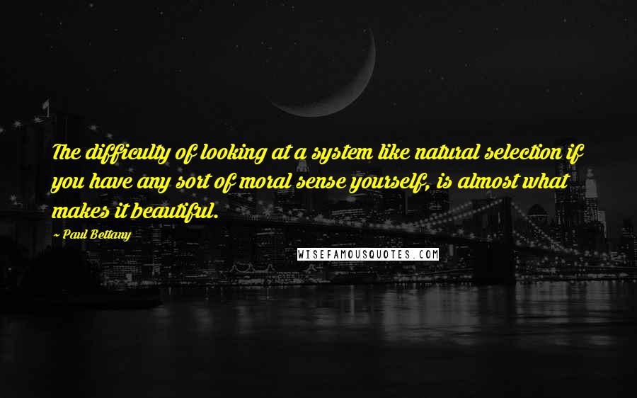 Paul Bettany Quotes: The difficulty of looking at a system like natural selection if you have any sort of moral sense yourself, is almost what makes it beautiful.