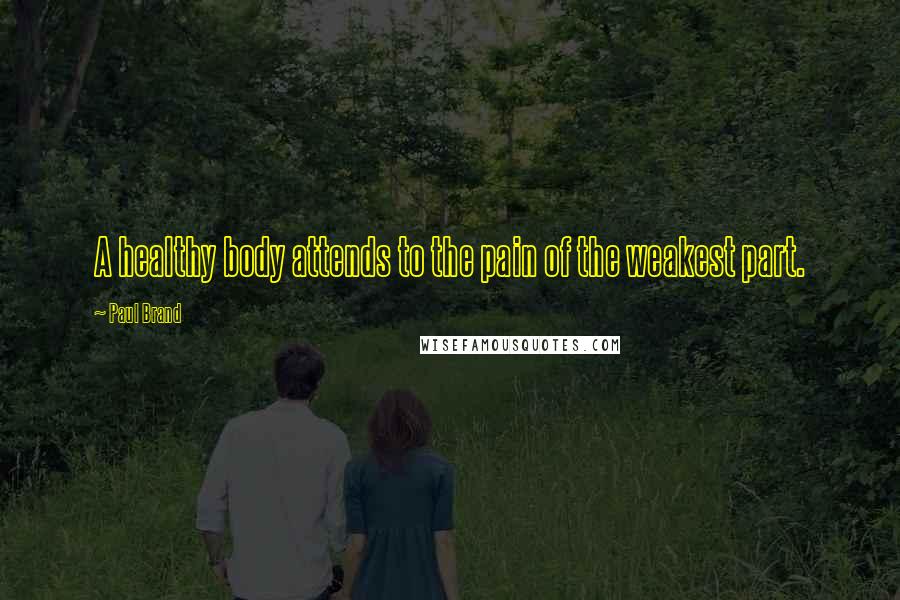 Paul Brand Quotes: A healthy body attends to the pain of the weakest part.