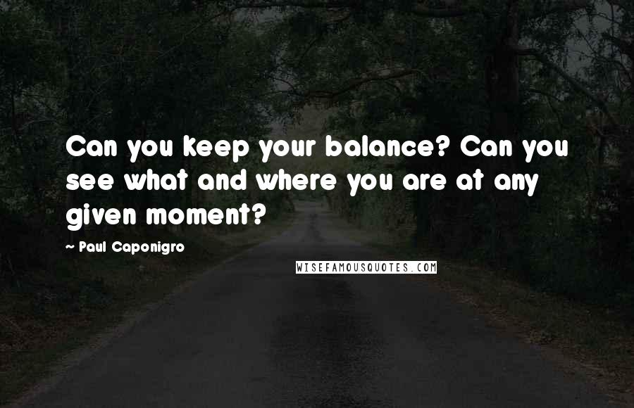 Paul Caponigro Quotes: Can you keep your balance? Can you see what and where you are at any given moment?