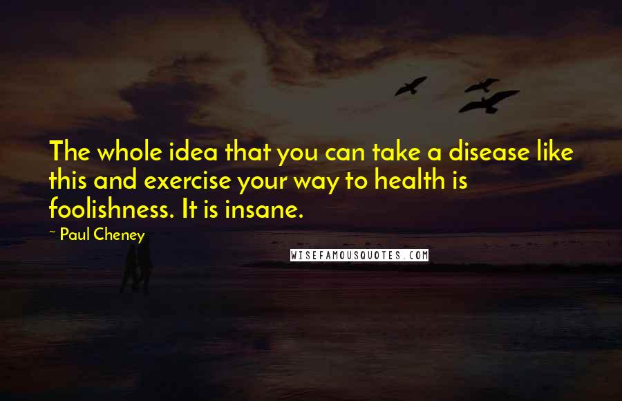 Paul Cheney Quotes: The whole idea that you can take a disease like this and exercise your way to health is foolishness. It is insane.