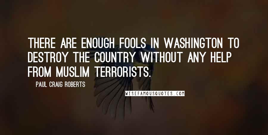 Paul Craig Roberts Quotes: There are enough fools in Washington to destroy the country without any help from Muslim terrorists.