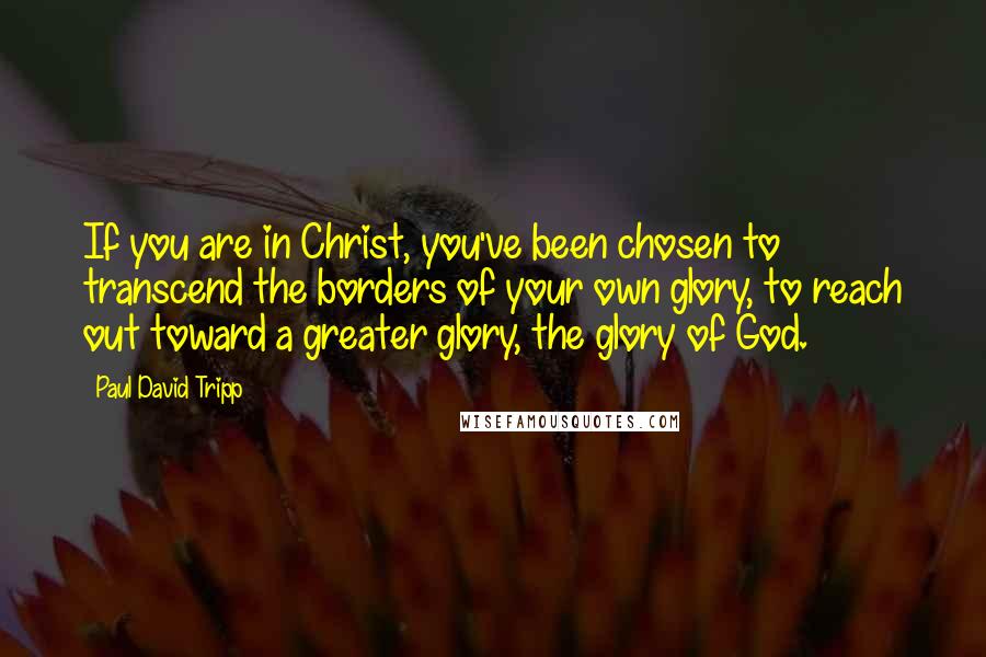 Paul David Tripp Quotes: If you are in Christ, you've been chosen to transcend the borders of your own glory, to reach out toward a greater glory, the glory of God.